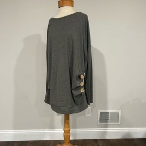 Gray Women's Tunic with Button Detail